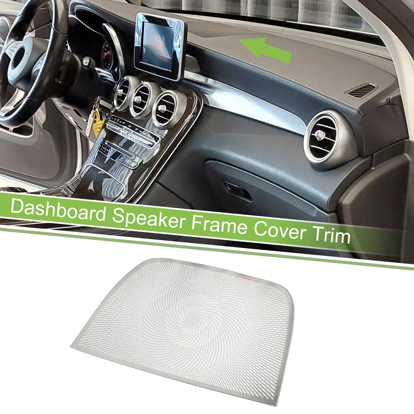 Dashboard Speaker Frame Cover Trim for Mercedes Benz GLC (2023) Silver Tone