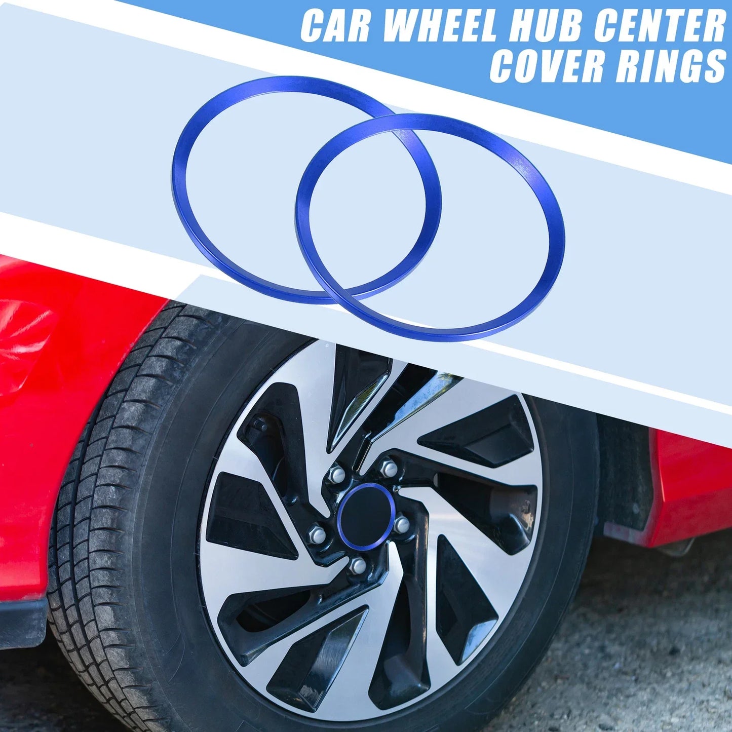 Wheel Hub Center Cover Rings for Honda Civic 2016-2021 Blue (Set of 4)