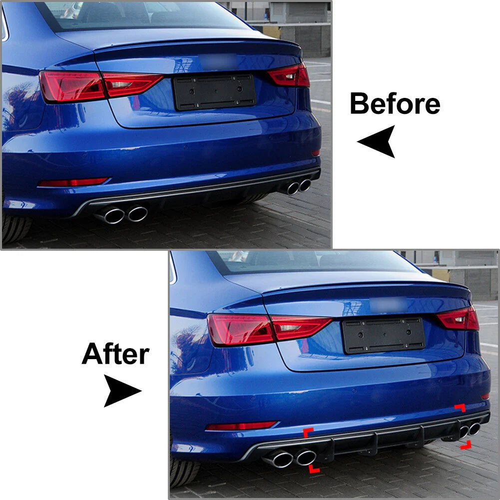 Rear Bumper Diffuser Splitters for Audi S3 8V Sedan (2013-2015)