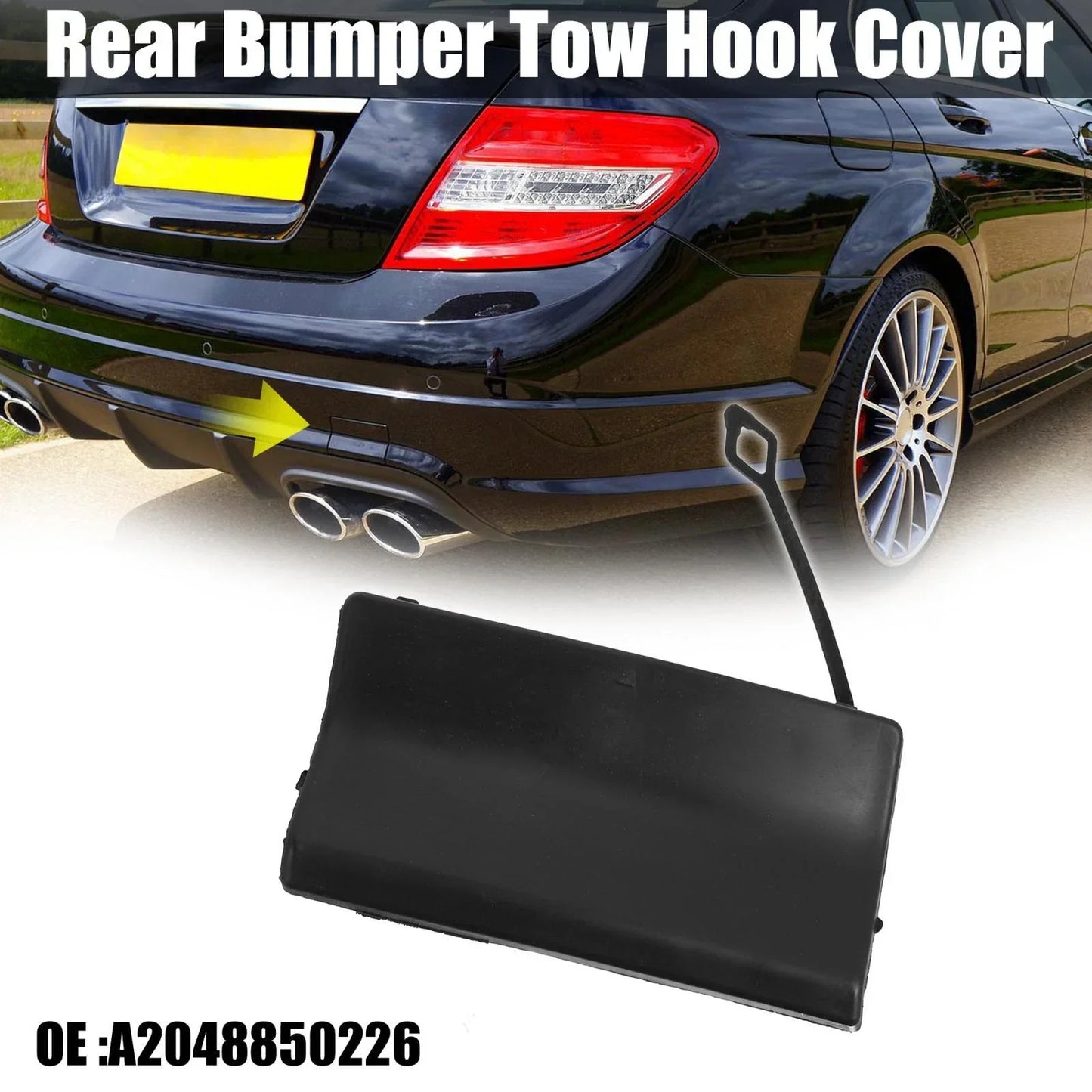 Car Rear Bumper Tow Hook Cover for Mercedes Benz 2008-2011 Black