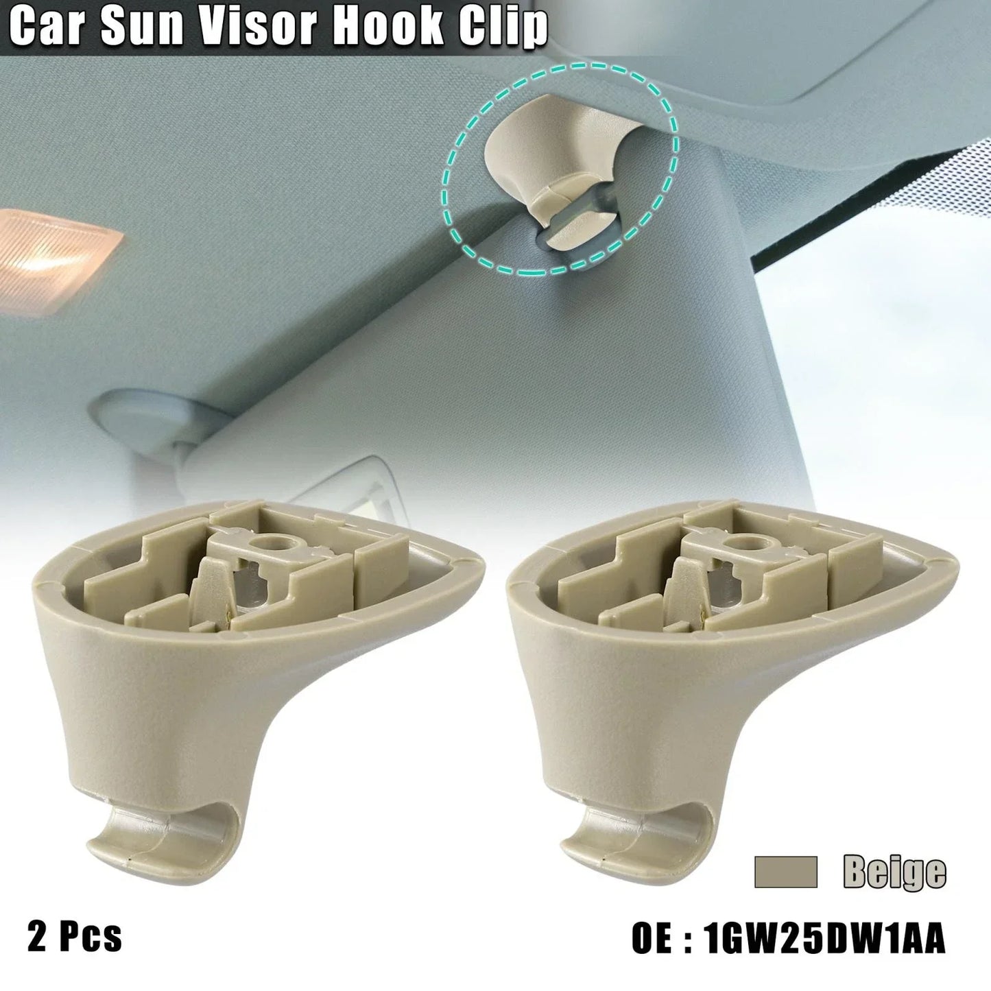 2 x Beige Car Plastic Sun Visor Hook Clips for Dodge Magnum (2005-2007)