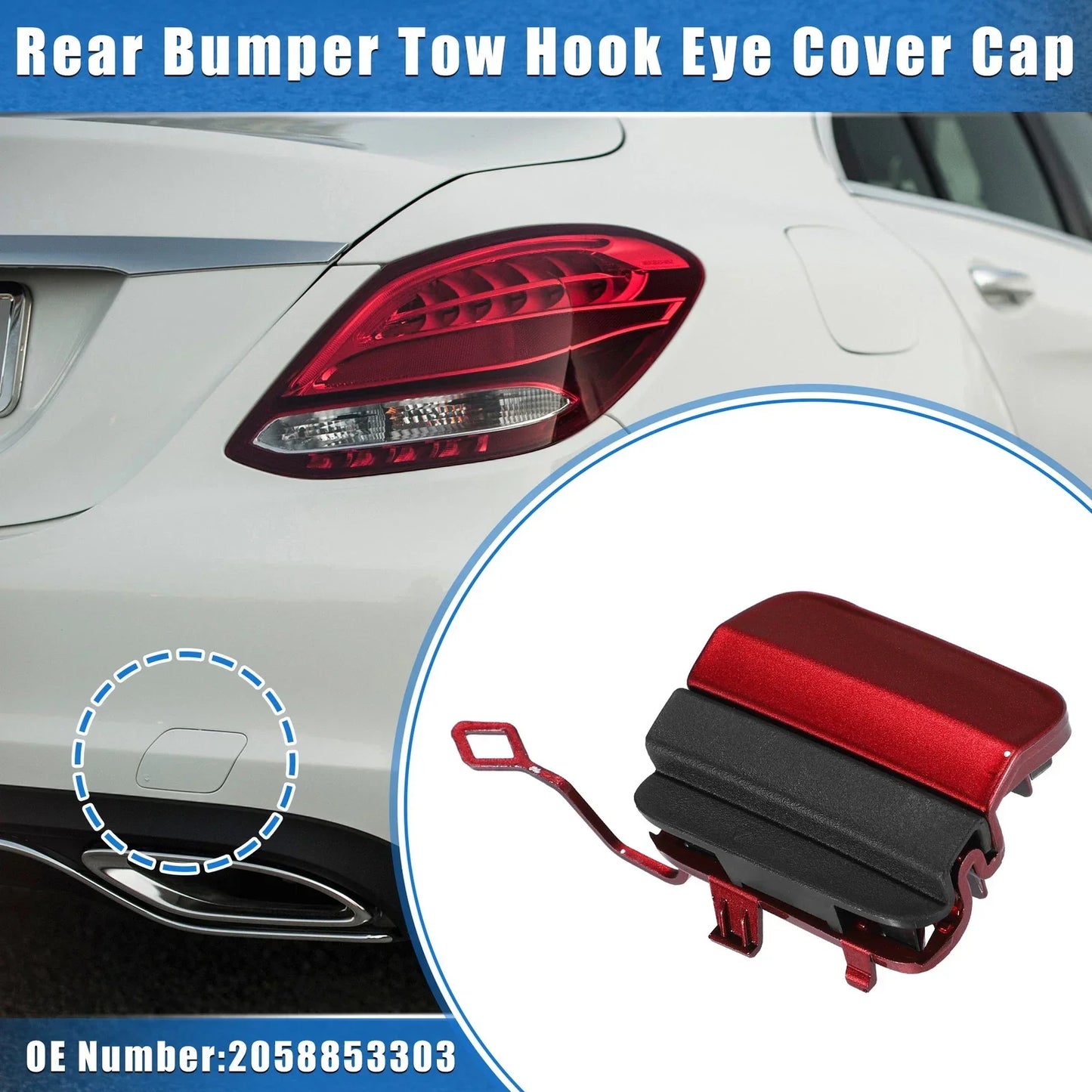 Car Rear Bumper Tow Hook Eye Hole Cover for Mercedes-Benz C300 (2019-2021)