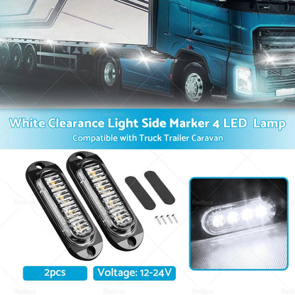 4 x LED White Clearance Light Side Marker for Truck Trailer Caravan