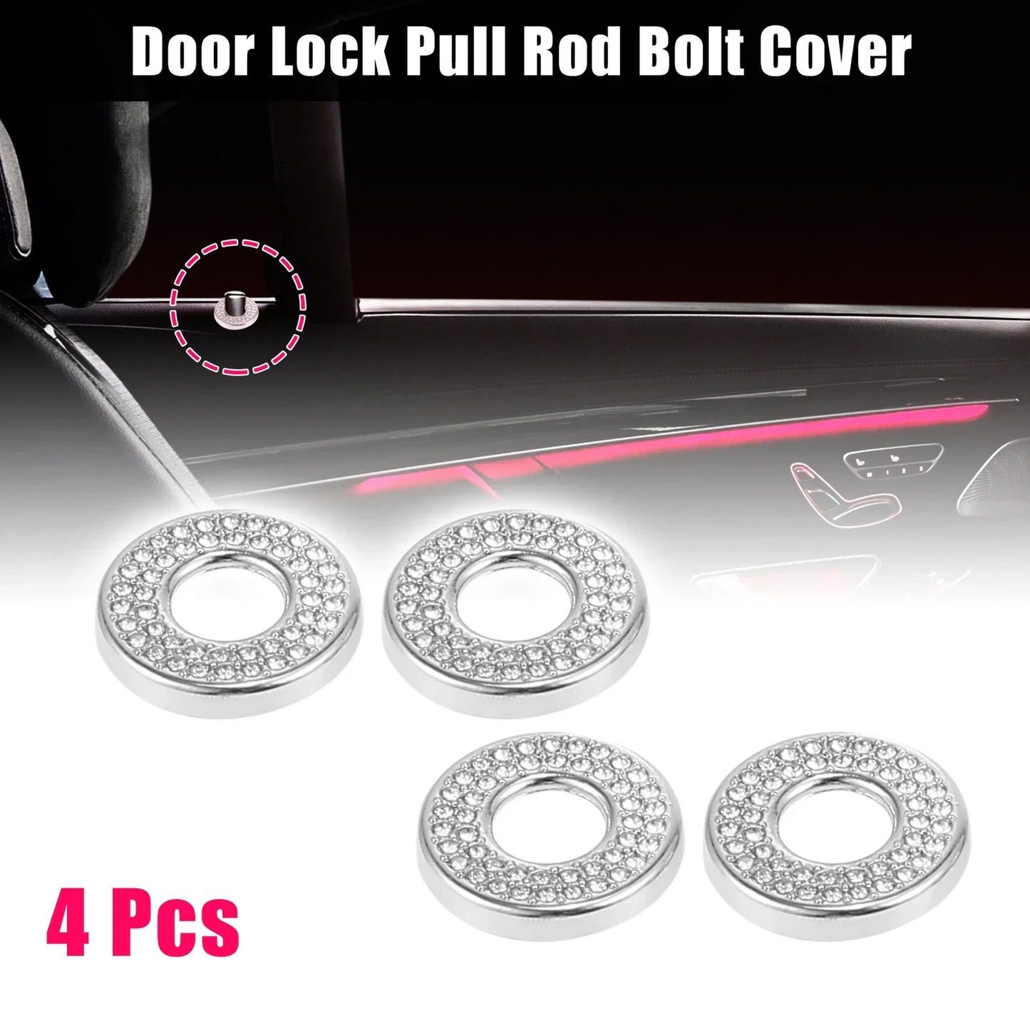 4pcs Bling Car Door Lock Pull Rod Covers for Mercedes-Benz C Class (2015-2019)
