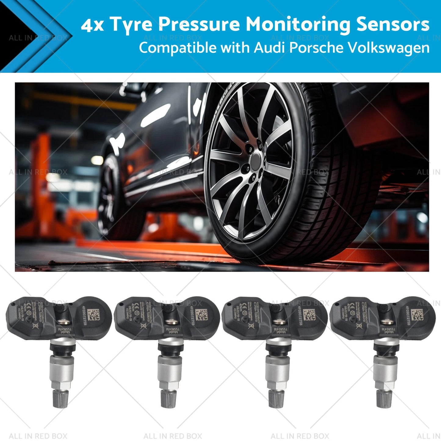 4 x Tyre Pressure Monitoring Sensors for Volkswagen Audi Porsche (2002-2017)