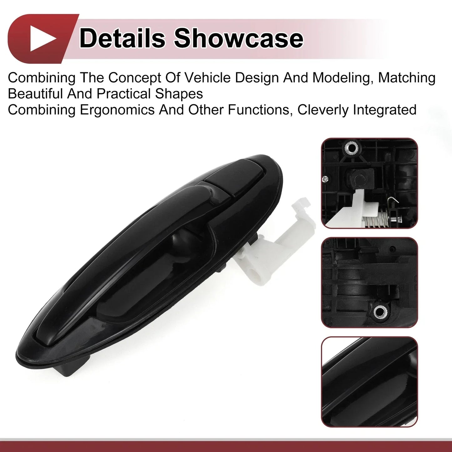 Exterior Door Handle for Hyundai Sonata Rear Right Black ABS (2011-2019)