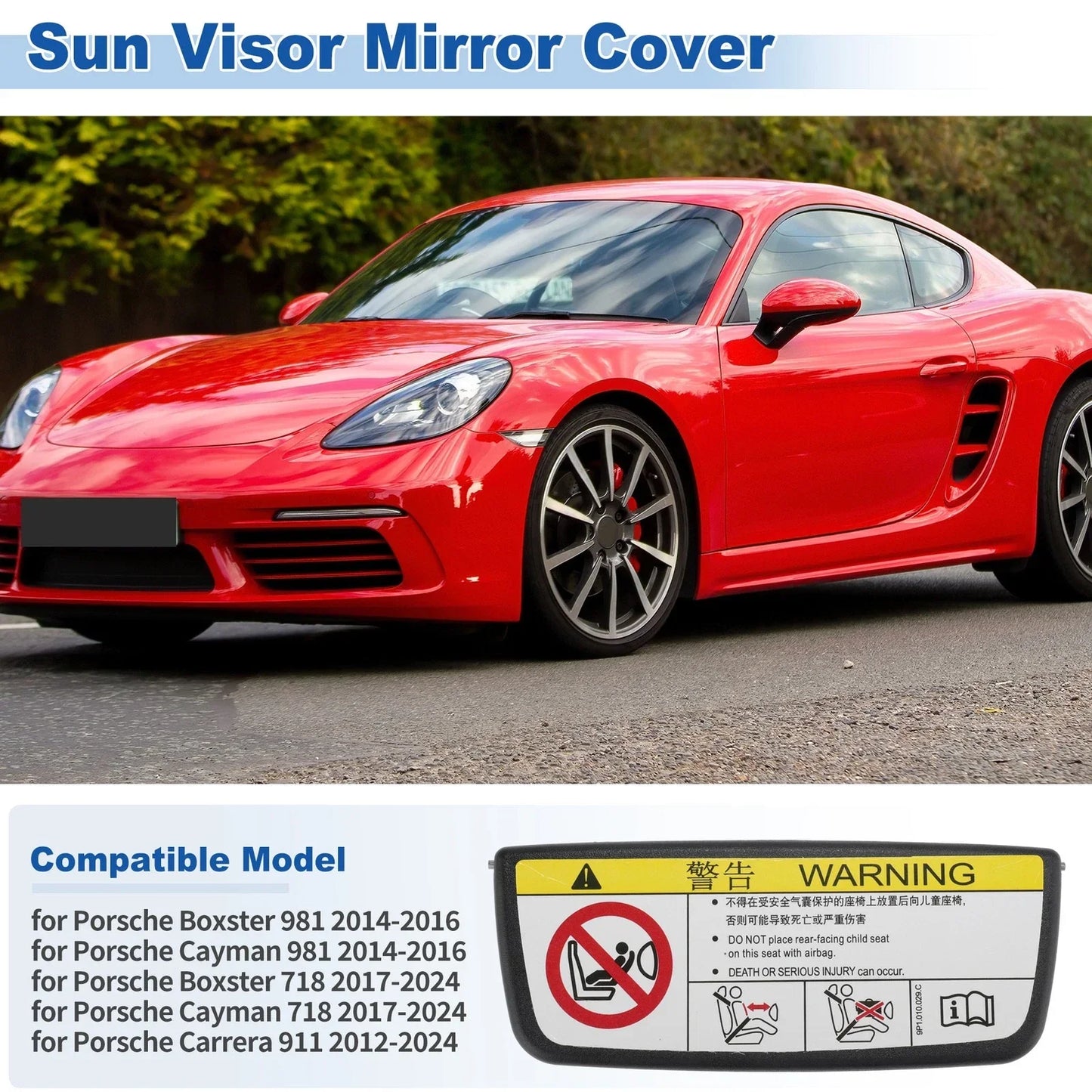 Sun Visor Mirror Cover for Porsche Boxster/Cayman 981 (2014-2016)