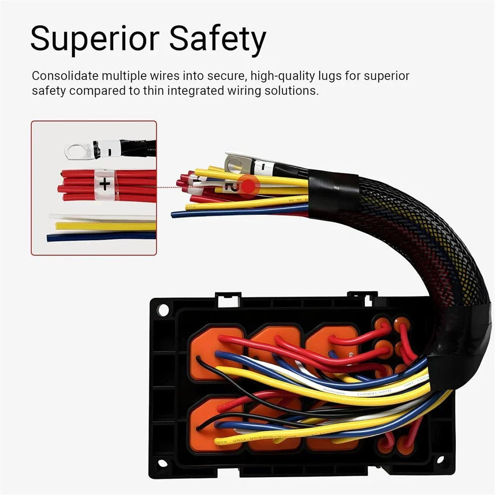 6 Way 12V Waterproof Fuse & Relay Box w/ Pre-Wires for Car Truck Boat