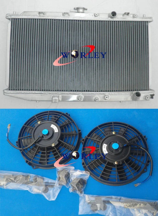 Aluminum Radiator + Fan for Honda Civic CRX 1.5L 1.6L (1988-1991)