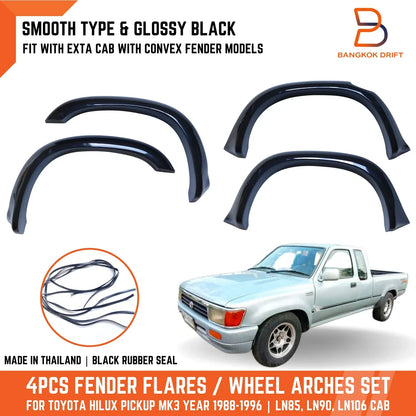 3" Black Wheel Arches Fender Flares for Toyota Hilux Ute Extra Cab (88-96)