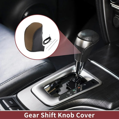Gear Shift Knob Cover for Hyundai Sonata 2011-2014 Black Brown Faux Leather