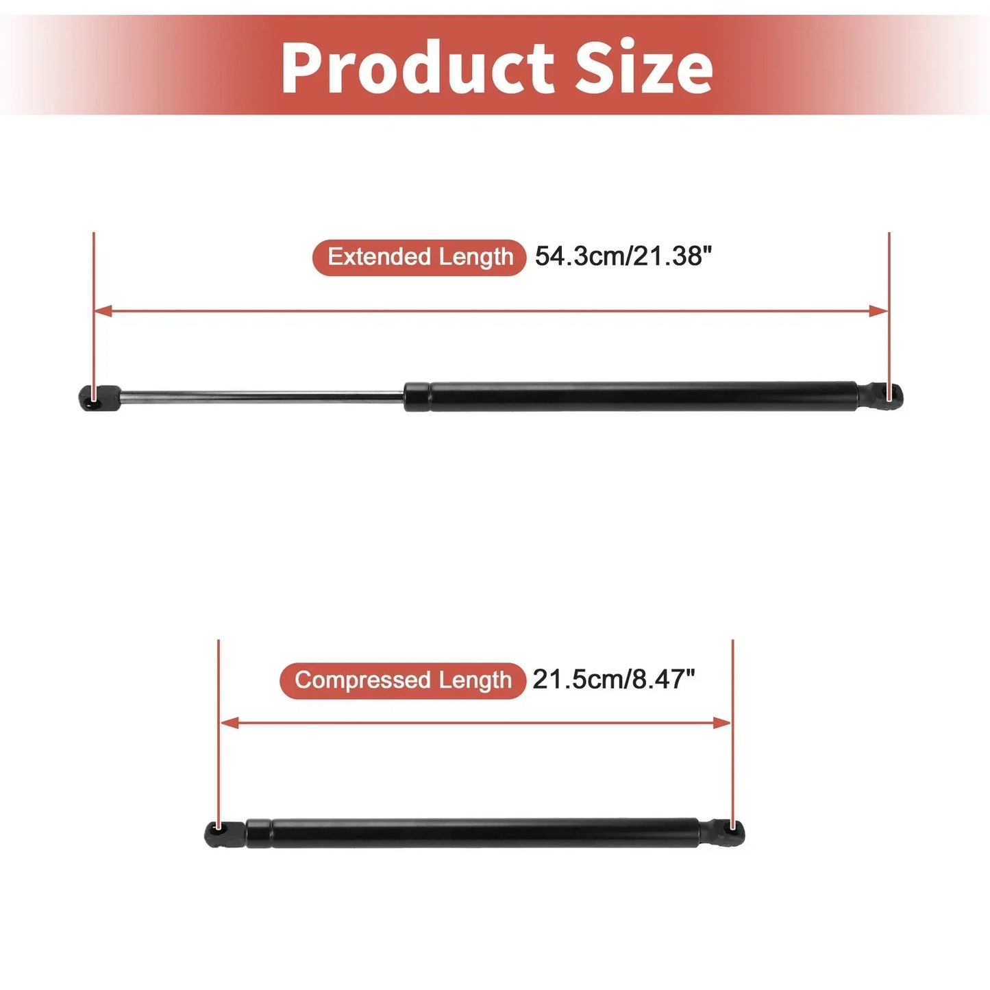 2 x Rear Hatch Lift Supports for Honda Pilot (2009-2015) Gas Struts Black