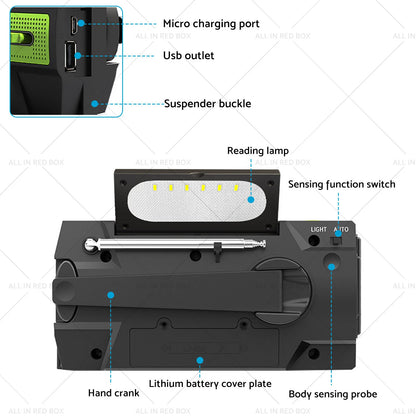 4000mAh Emergency Solar Hand Crank Radio Power Bank Charger Flashlight
