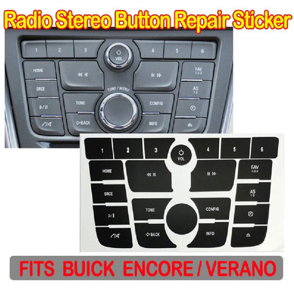 Black Radio Audio Button Decal Sticker for Buick Verano, Encore (2012-2015)