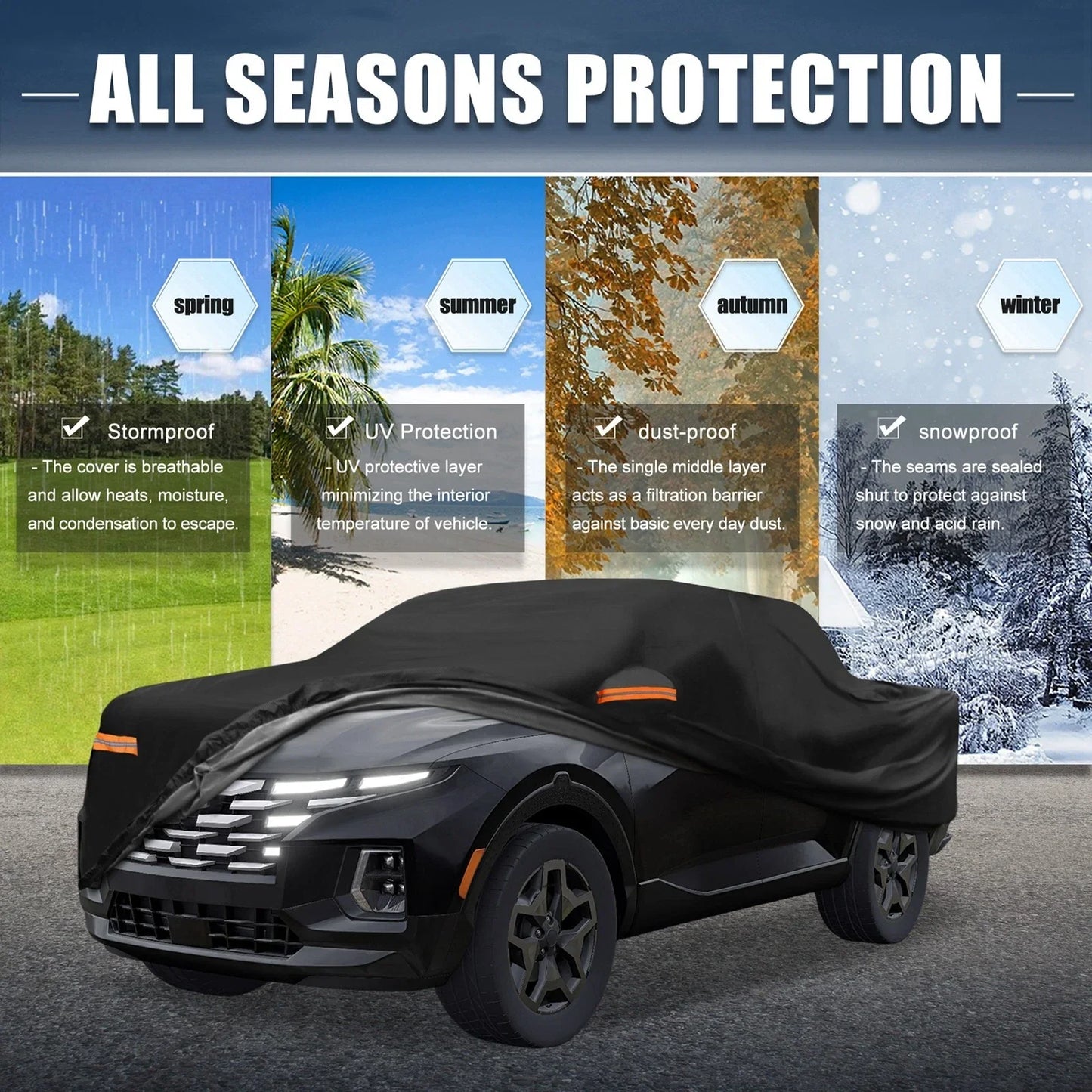 Waterproof 210D-PU Oxford Vehicle Cover for Hyundai Santa