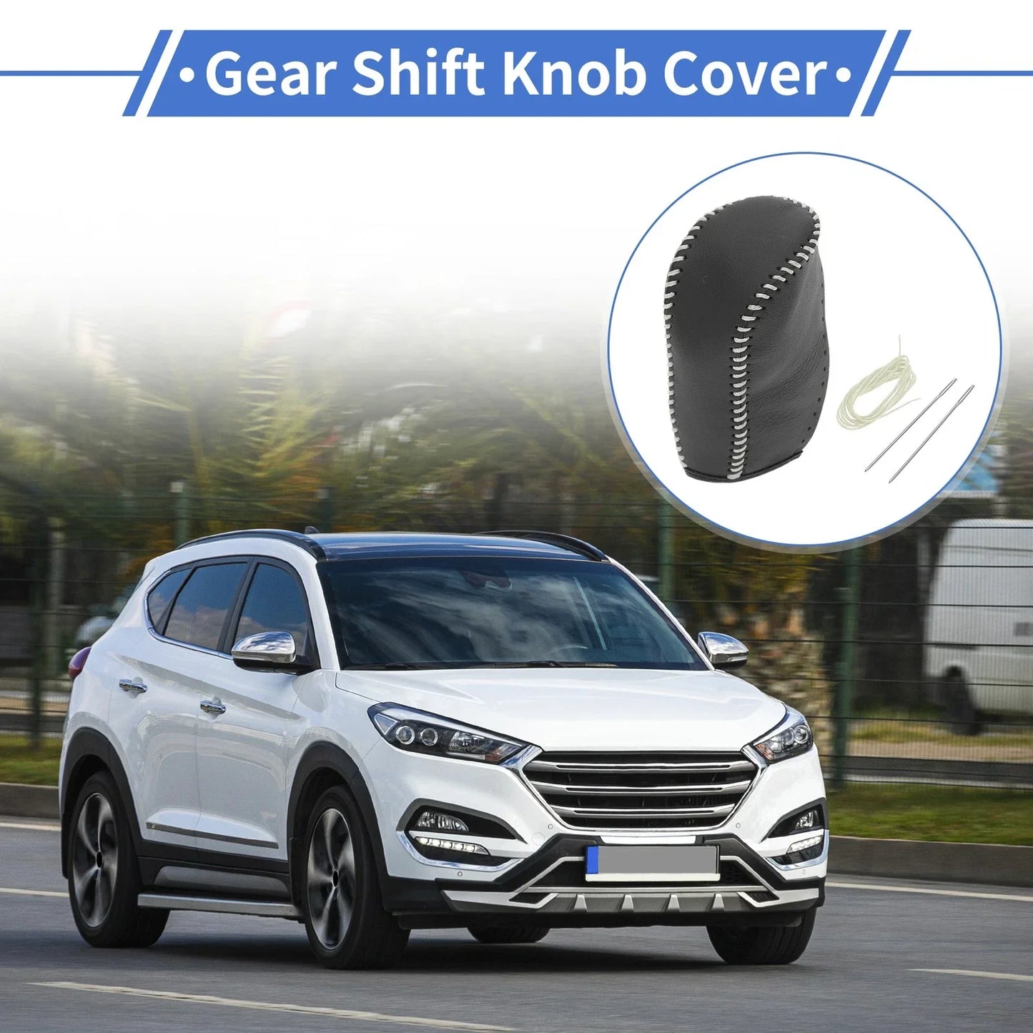 Car Gear Shift Knob Cover for Hyundai Tucson 2010-2013 - 1 x Black Beige