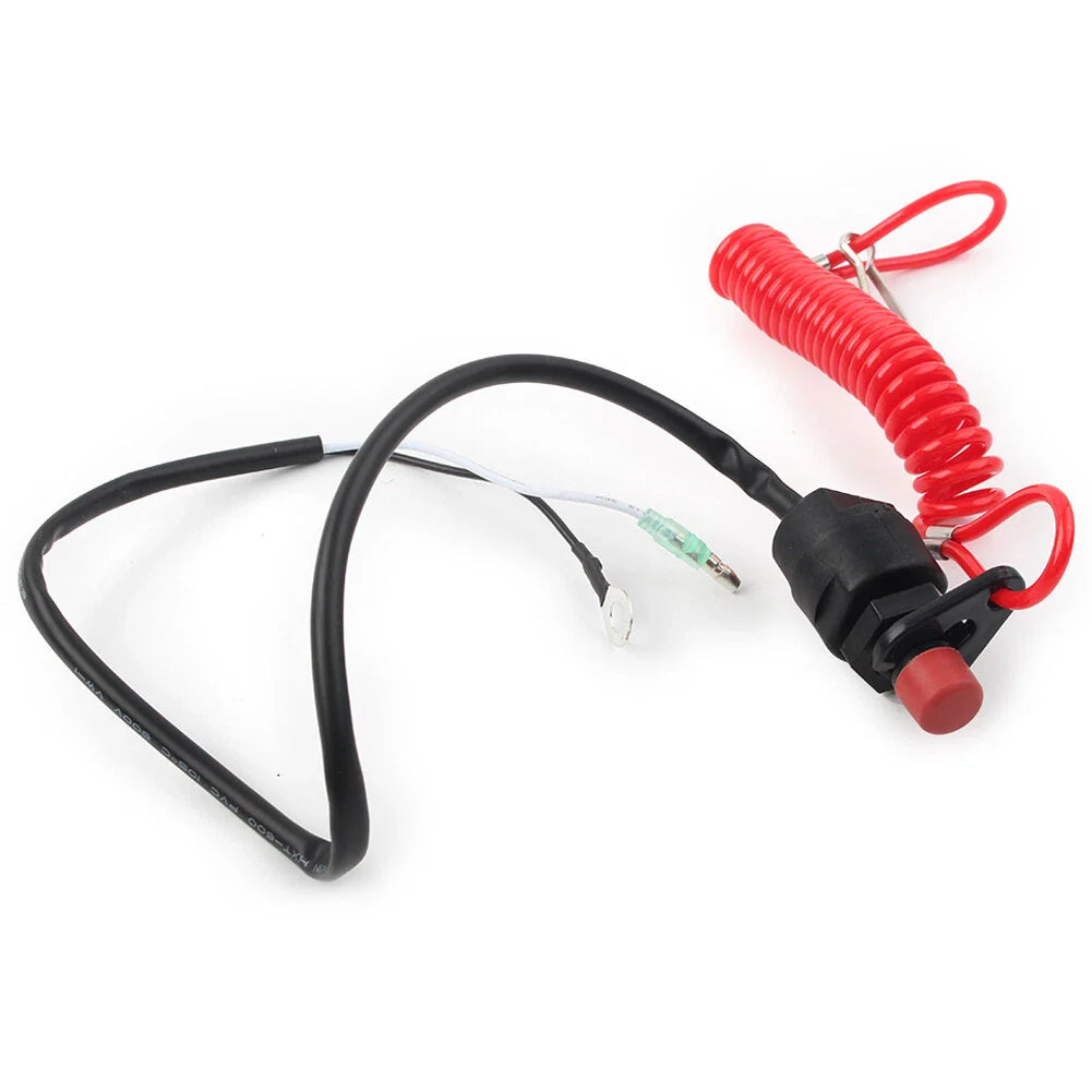 Outboard Engine Motor Kill Stop Switch with Safety Tether Lanyard