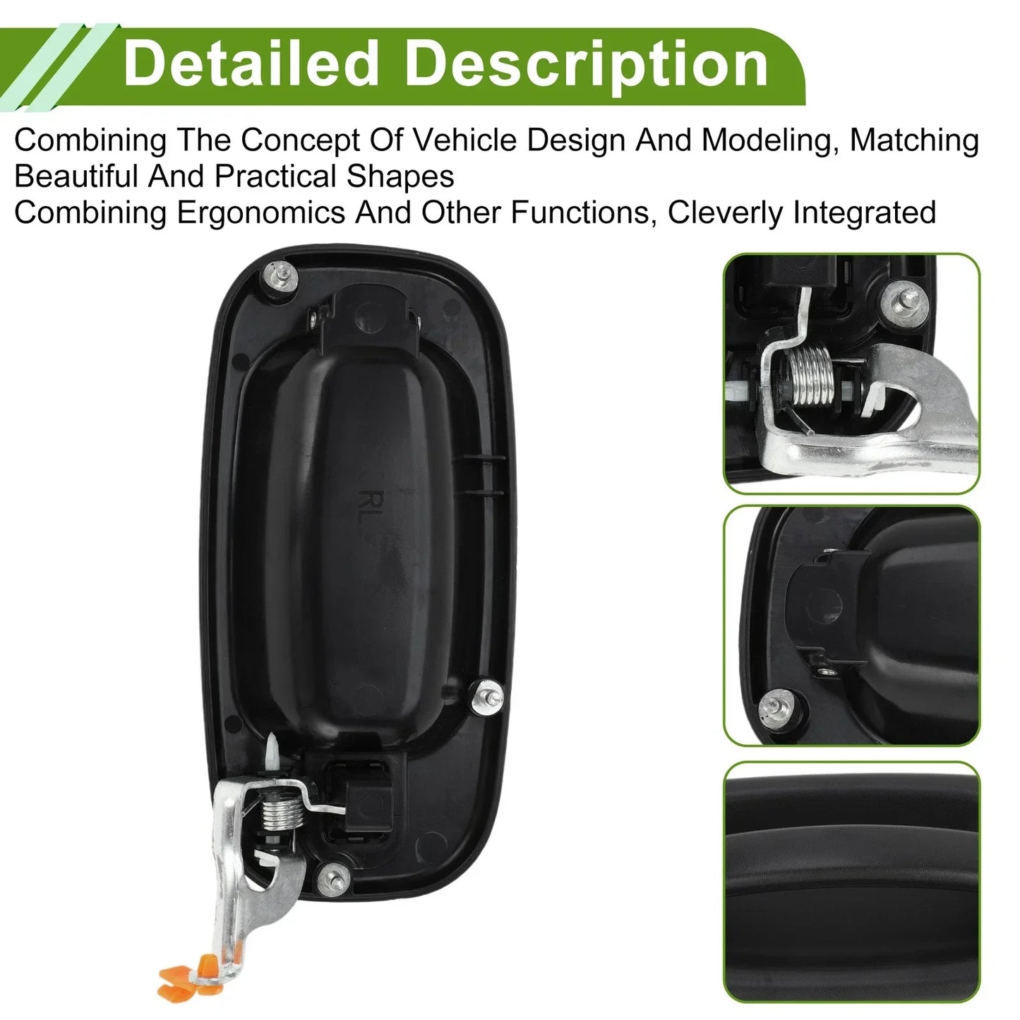Black Rear Left Exterior Door Handle for Chevrolet GMC Silverado Models