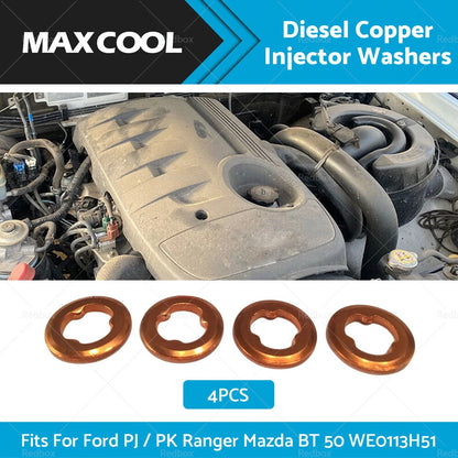 4 x Diesel Copper Injector Washers for Ford Ranger (2006-2011)