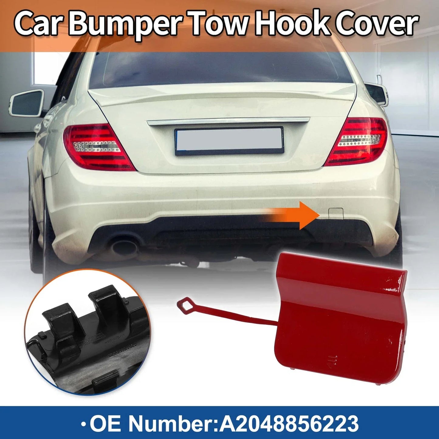 Rear Tow Hook Cover for Mercedes-Benz C-Class W204 2012-2015 A2048856223