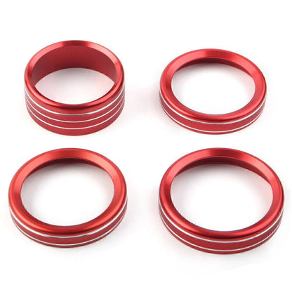 4 x Air Conditioner Switch Knob Ring Cover Trim RED for Jeep Wrangler (2018-2020)