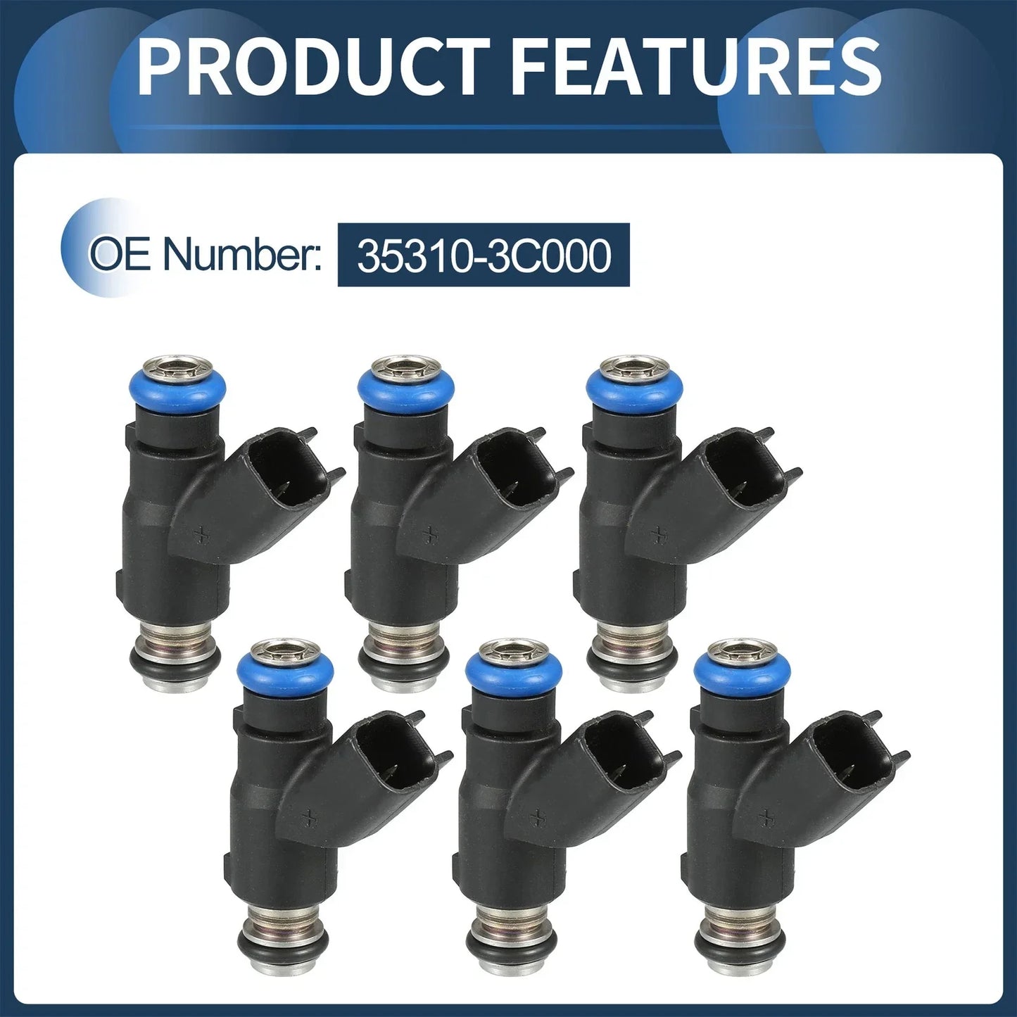 Fuel Injector 3.3L for Hyundai Santa 2007-2009 - 6 x Black Injectors