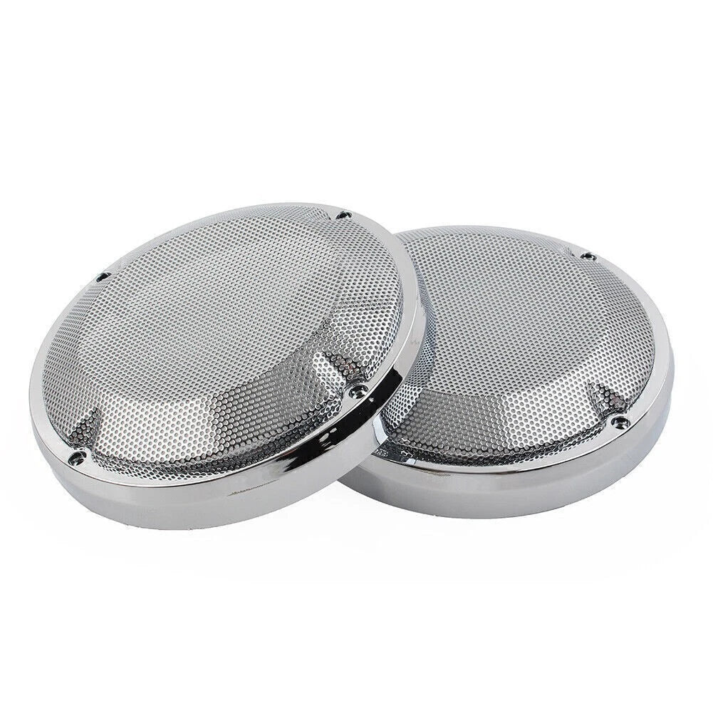 6.5" Saddlebag Lid Speaker Grill Covers for Harley Touring (1983-2020)  Chrome