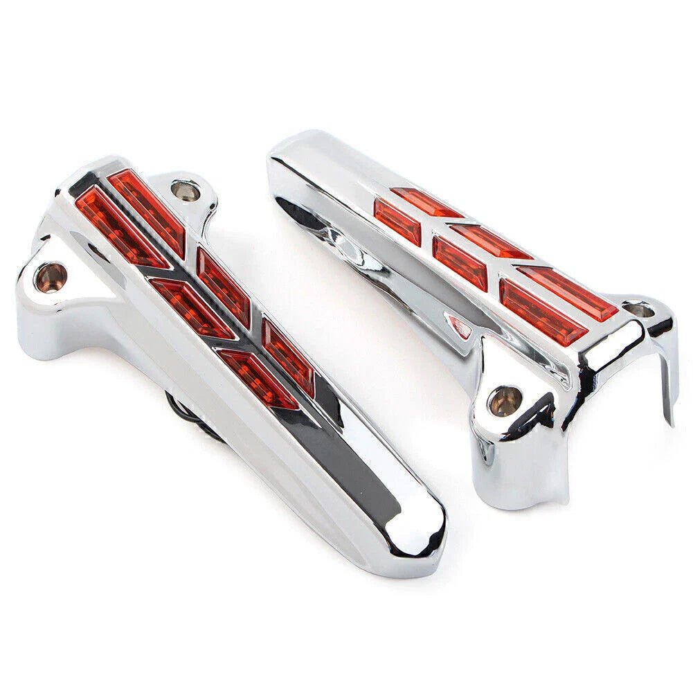ABS Front Lower Fork Leg Covers Amber LED for Harley FLHR FLHTK FLHX (14-20)
