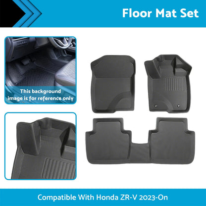 3 Pcs Black 3D All-Weather Floor Mat Set for Honda ZR-V (2023-Current)