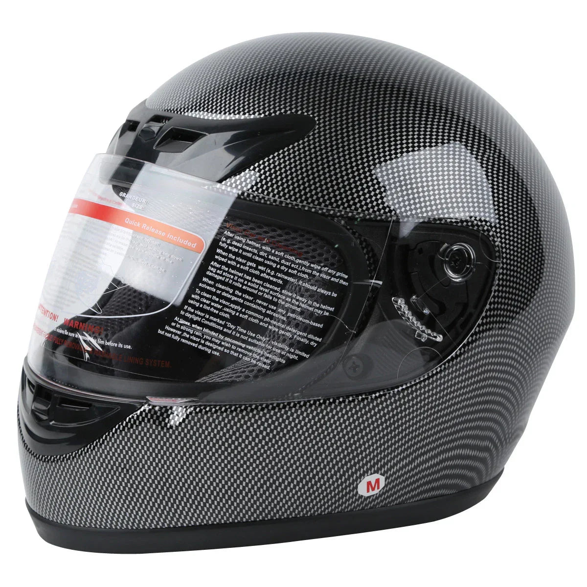 Carbon Fiber Black DOT Flip Up Full Face Motorcycle Helmet S M L XL