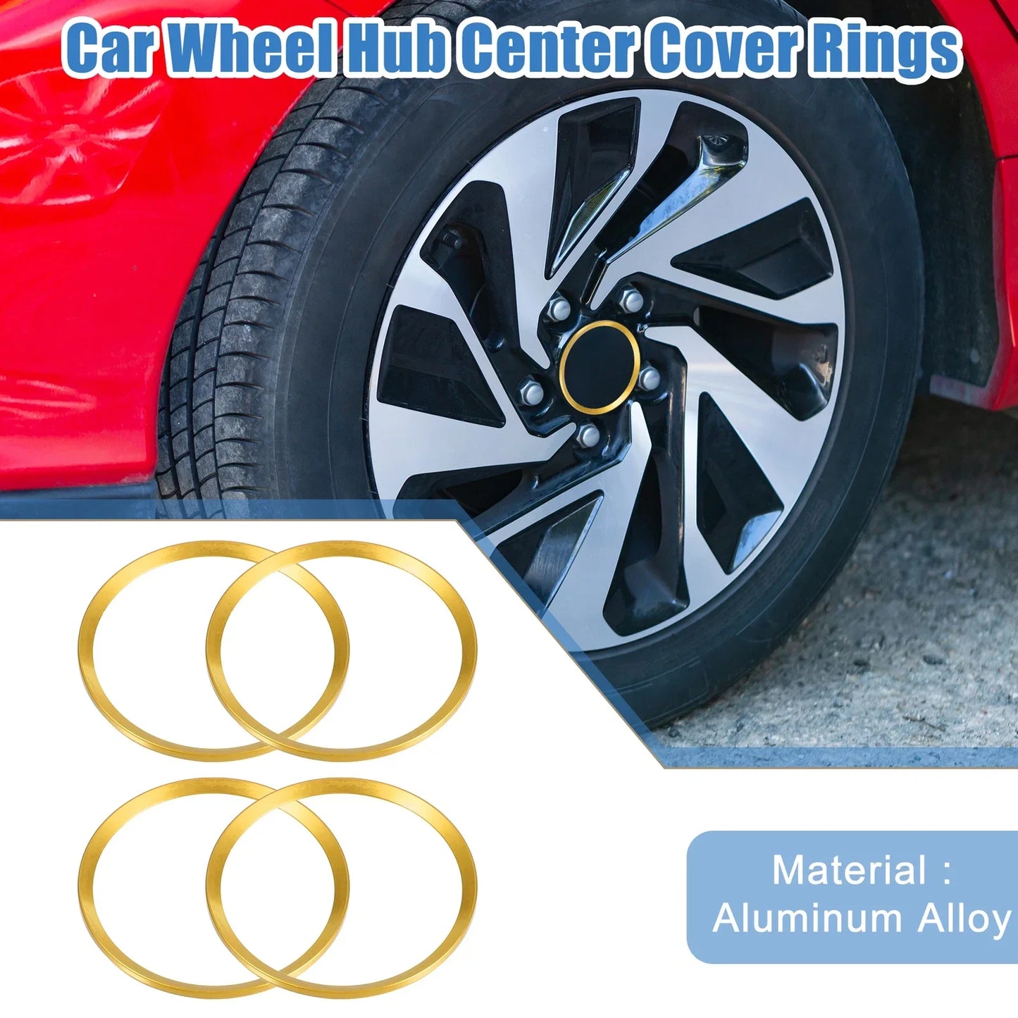 Wheel Hub Center Cover Rings for Honda Civic 2016-2021 Gold Tone (Set of 4)