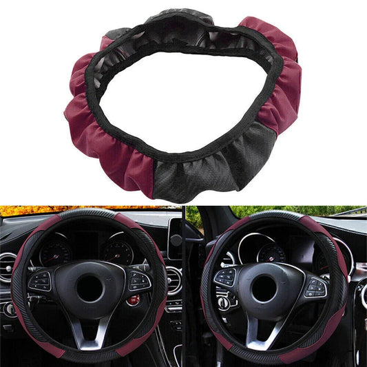 Wine Red Microfiber Leather Steering Wheel Cover 15" for SUV