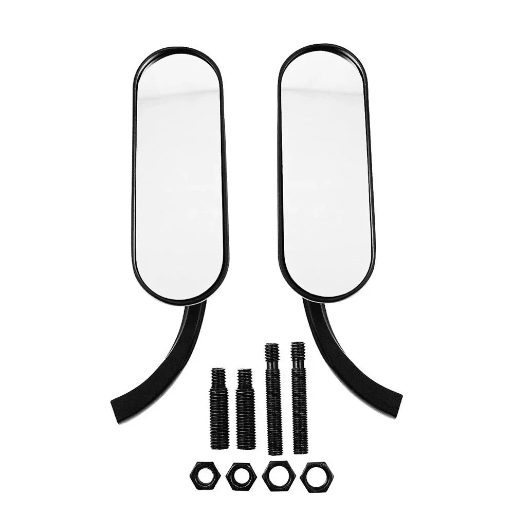 Black Mini Oval Rear View Mirror for Harley Sportster Dyna Softail