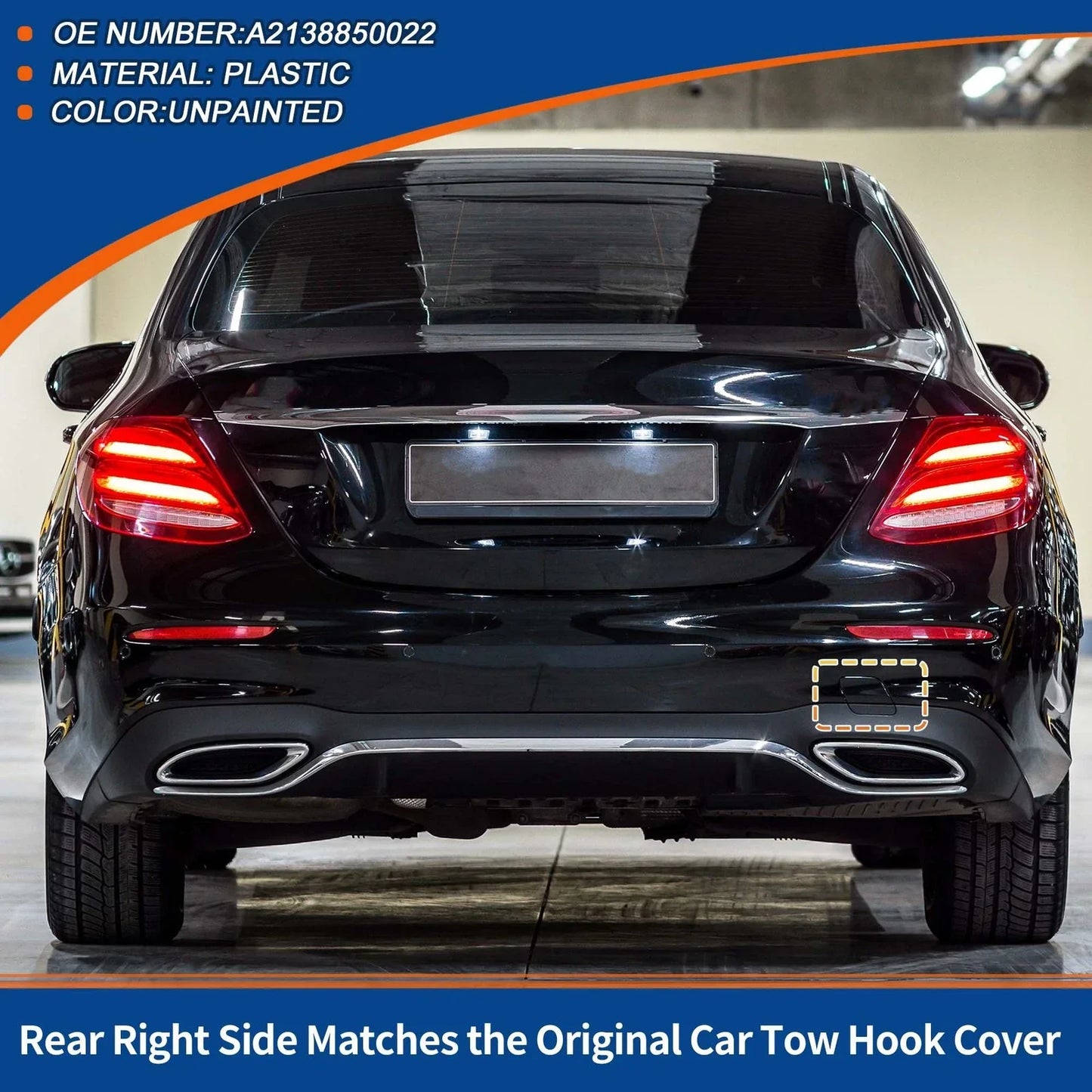 Rear Tow Hook Cover for Mercedes-Benz E-Class W213 (2017-2023) Unpainted