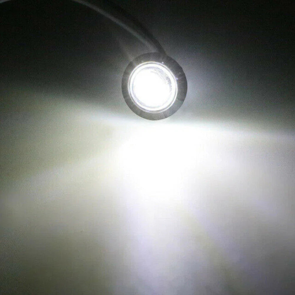 4x White Round LED Bullet Button Side Marker Lights for Car Truck Trailer DC 12V