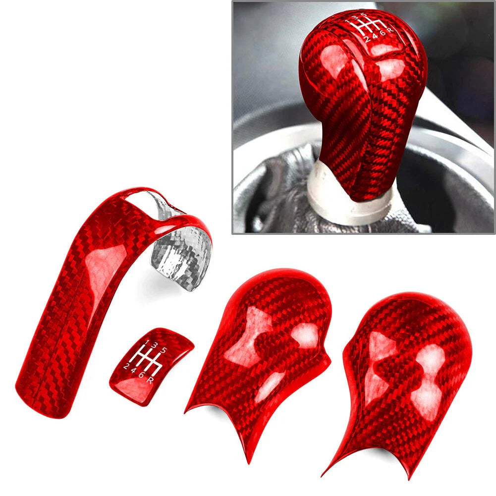 4Pcs Carbon Fiber Gear Shift Knob Cover Trim for Nissan 350Z Z33 (2003-2009)