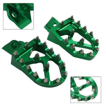 Green CNC MX Foot Pegs for Kawasaki KX65 KX85 (2000-2020)
