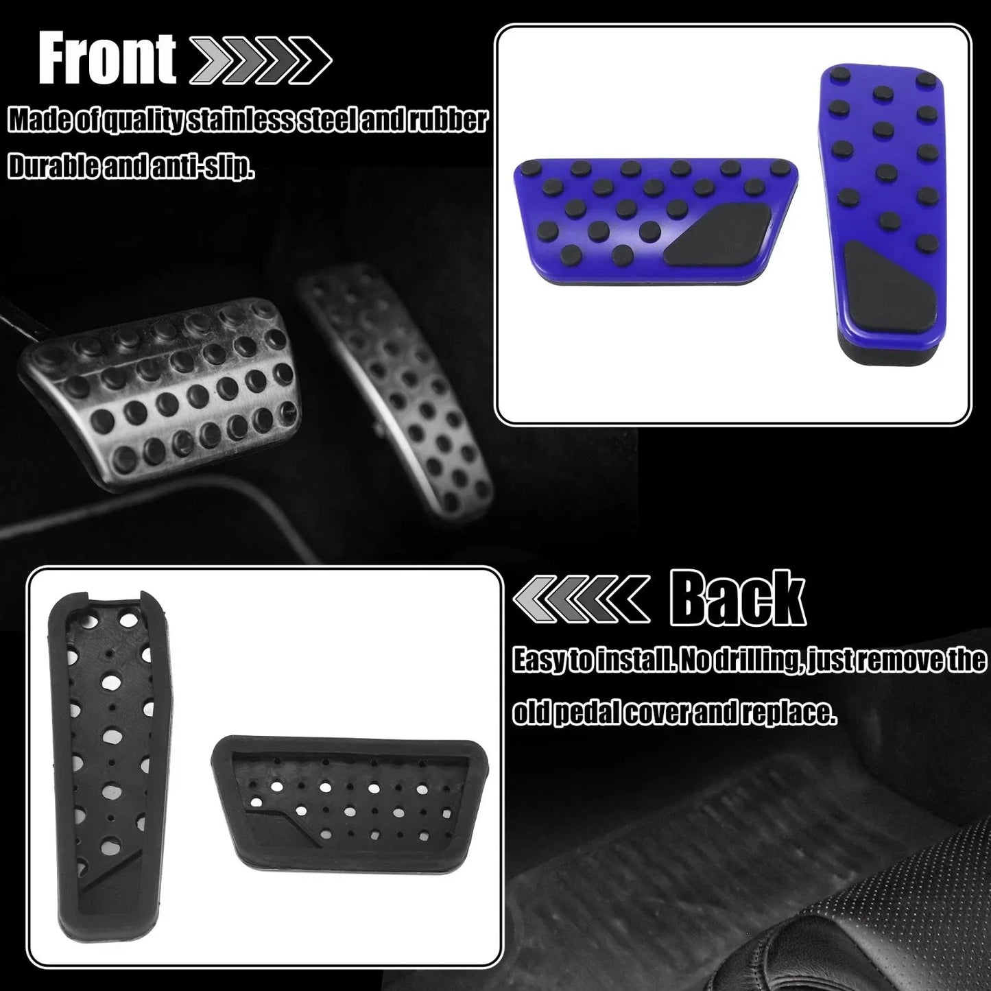 Blue Brake Gas Accelerator Pedal Cover Set for Dodge Charger (2009-2019)