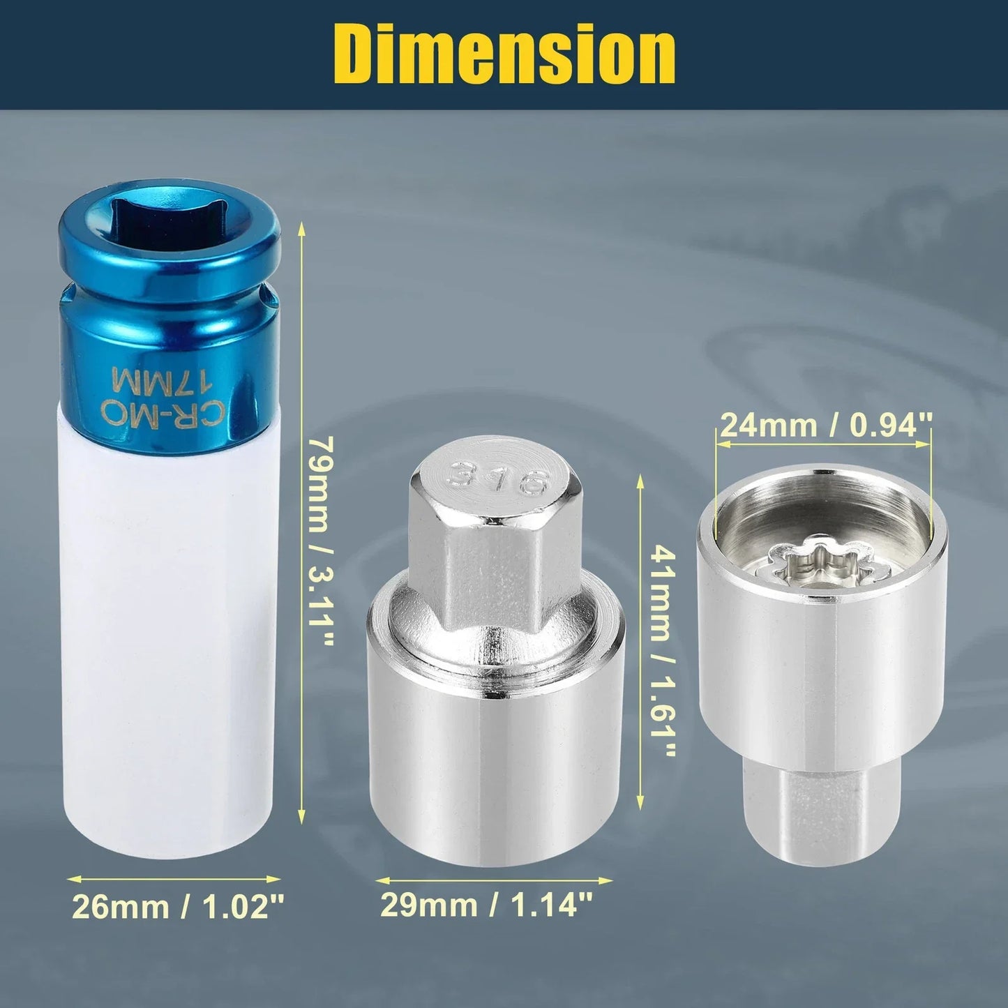 316 Wheel Lock Lug Nut Set with Protector Socket for Mercedes Benz
