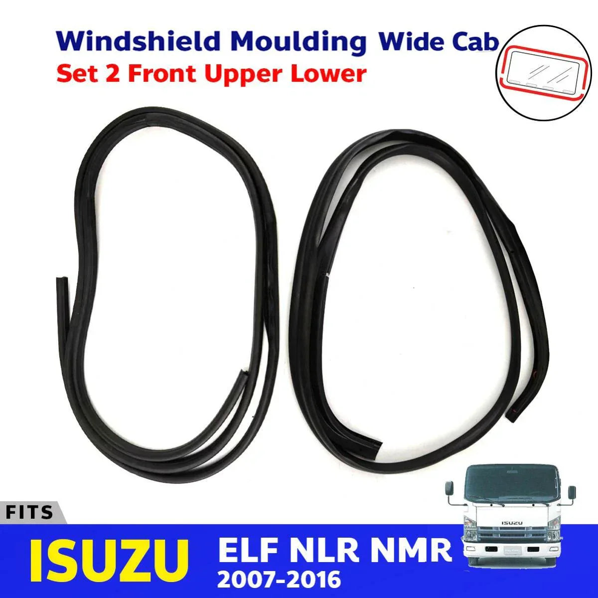 Windshield Rubber Moulding Front Up+Low Wide Fit Isuzu ELF NPR NQR Truck 2007-16