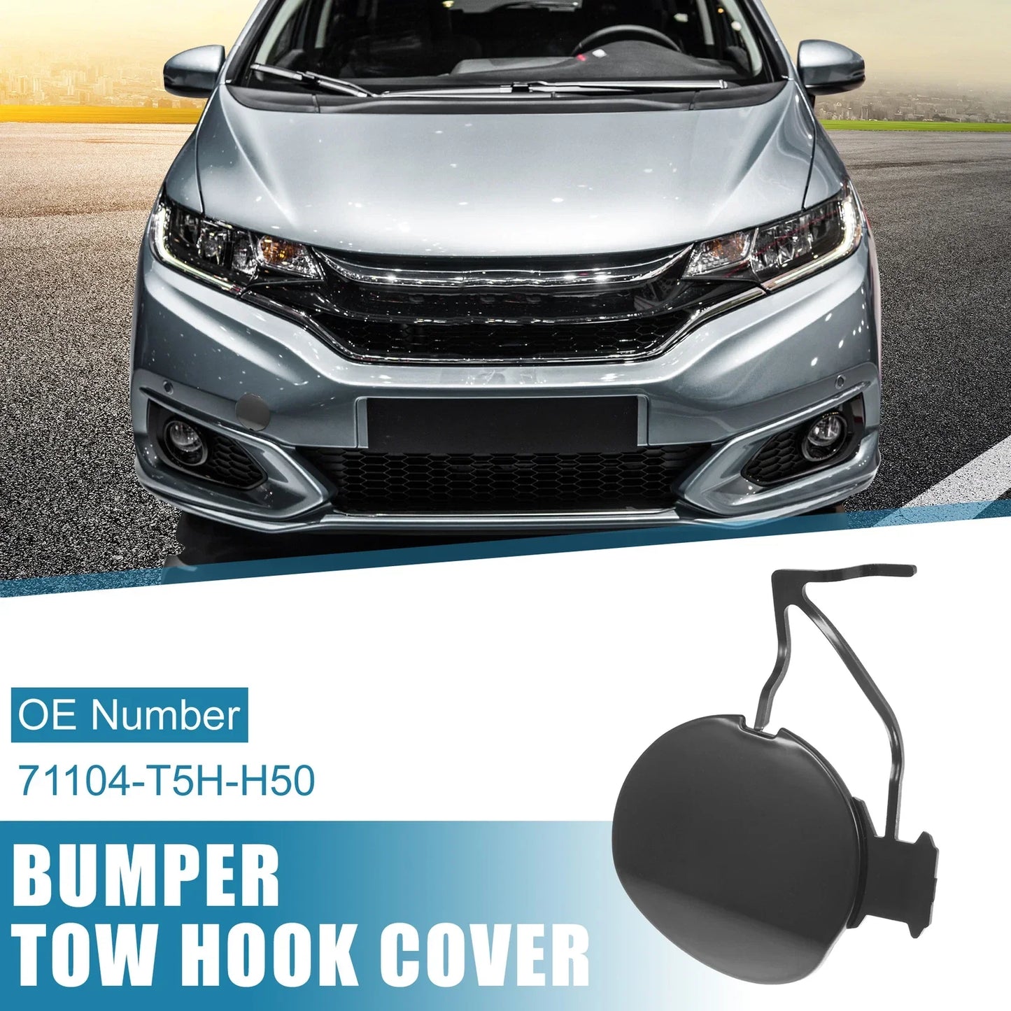 Front Bumper Tow Hook Cover for Honda Fit 2018-2019 Matte Black