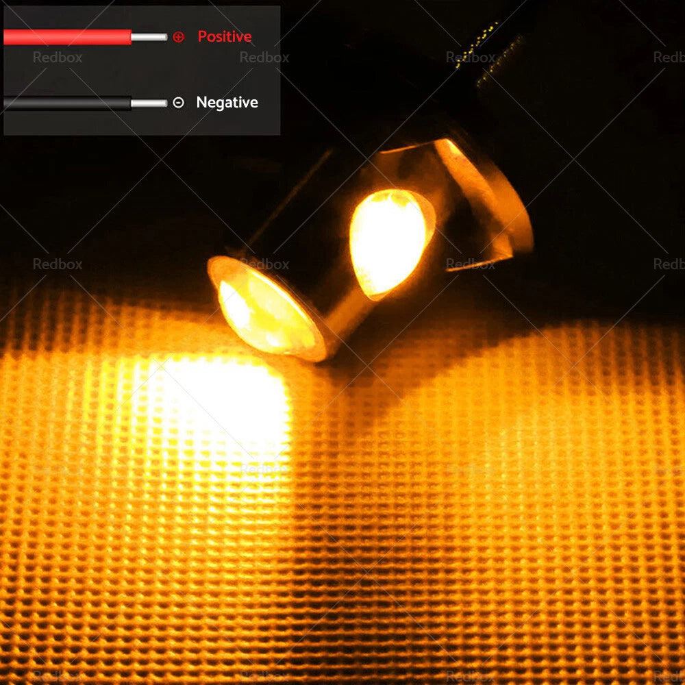 4PCS 12V Mini Amber LED Turn Signal Lights for Motorcycle
