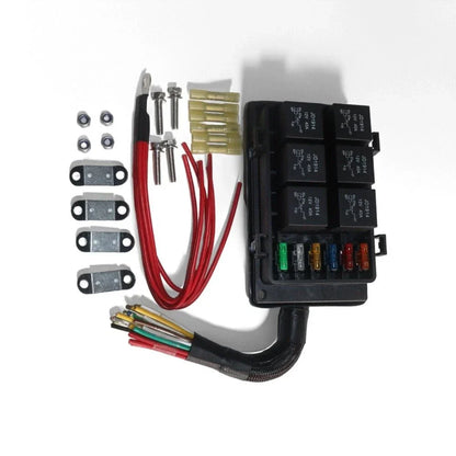 6 Way 12V Waterproof Fuse & Relay Box w/ Pre-Wires for Car Truck Boat
