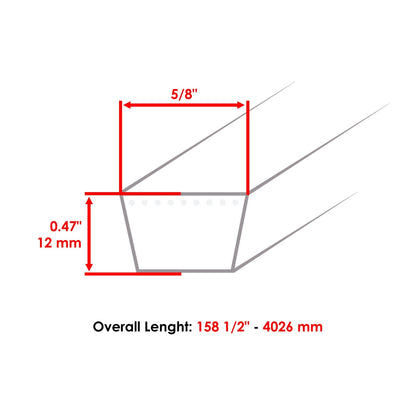 Deck Belt 60 Inch Replacement for Hustler Fastrak Fastrak SDX (2013–2021)