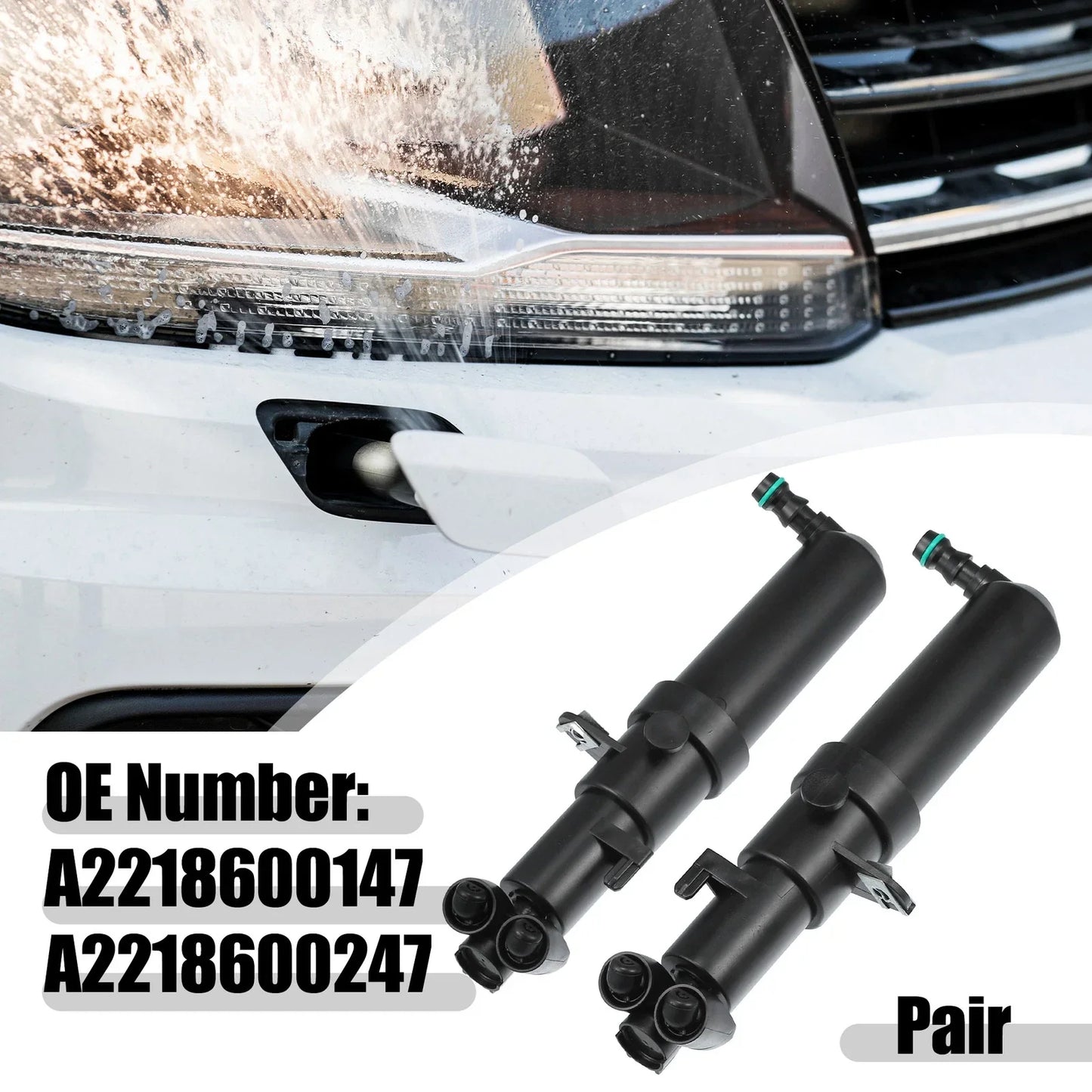 Front Left Right Headlight Washer Nozzles for Mercedes-Benz CL550 CL600 (2007-2018)