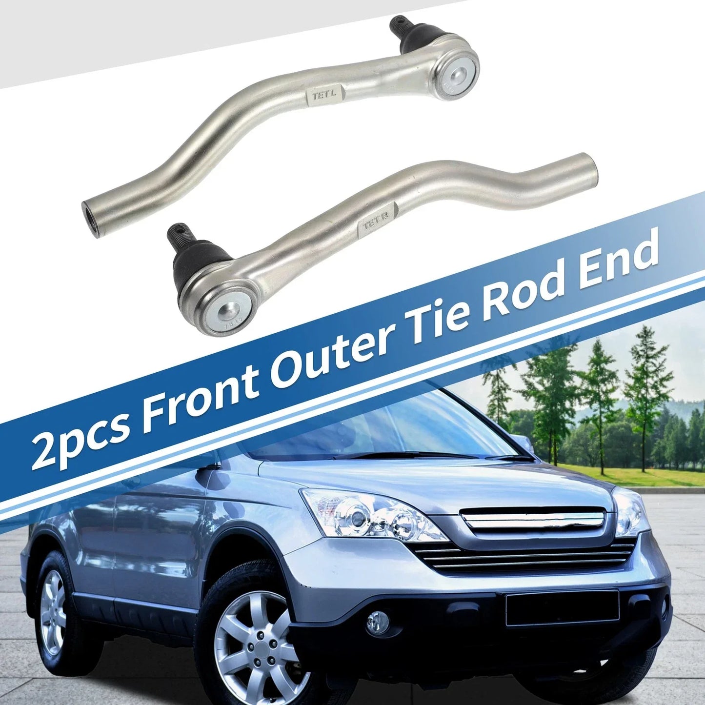 2 x Front Outer Tie Rod End Links for Honda Civic (2016-2021)