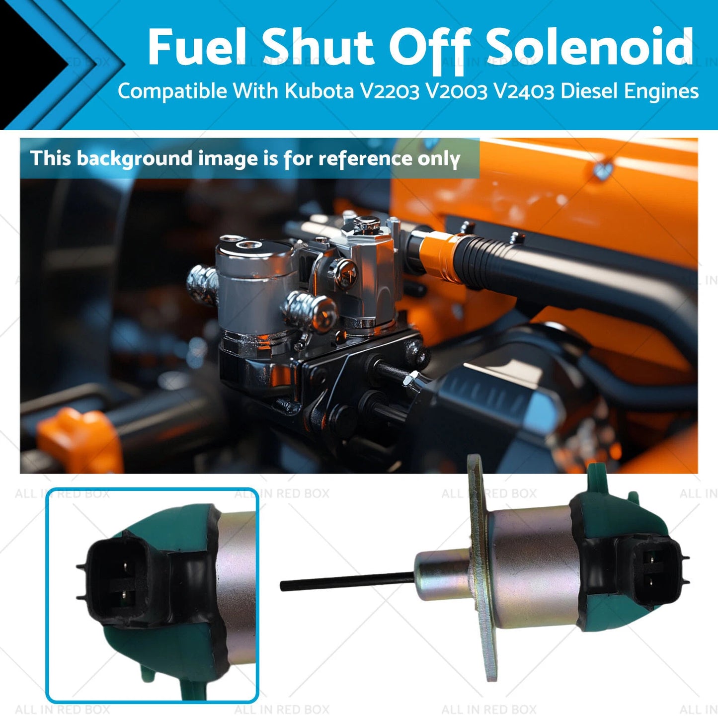 12V Fuel Shut Off Solenoid for Kubota V2203 V2003 V2403 Diesel Engines