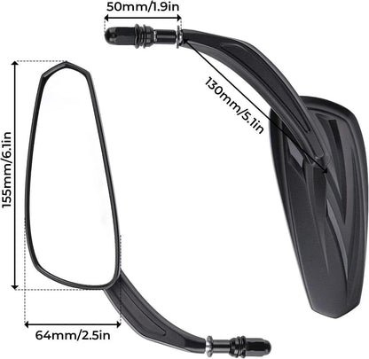 Black Rearview Mirrors for Harley Touring, Glide, Softail, Dyna
