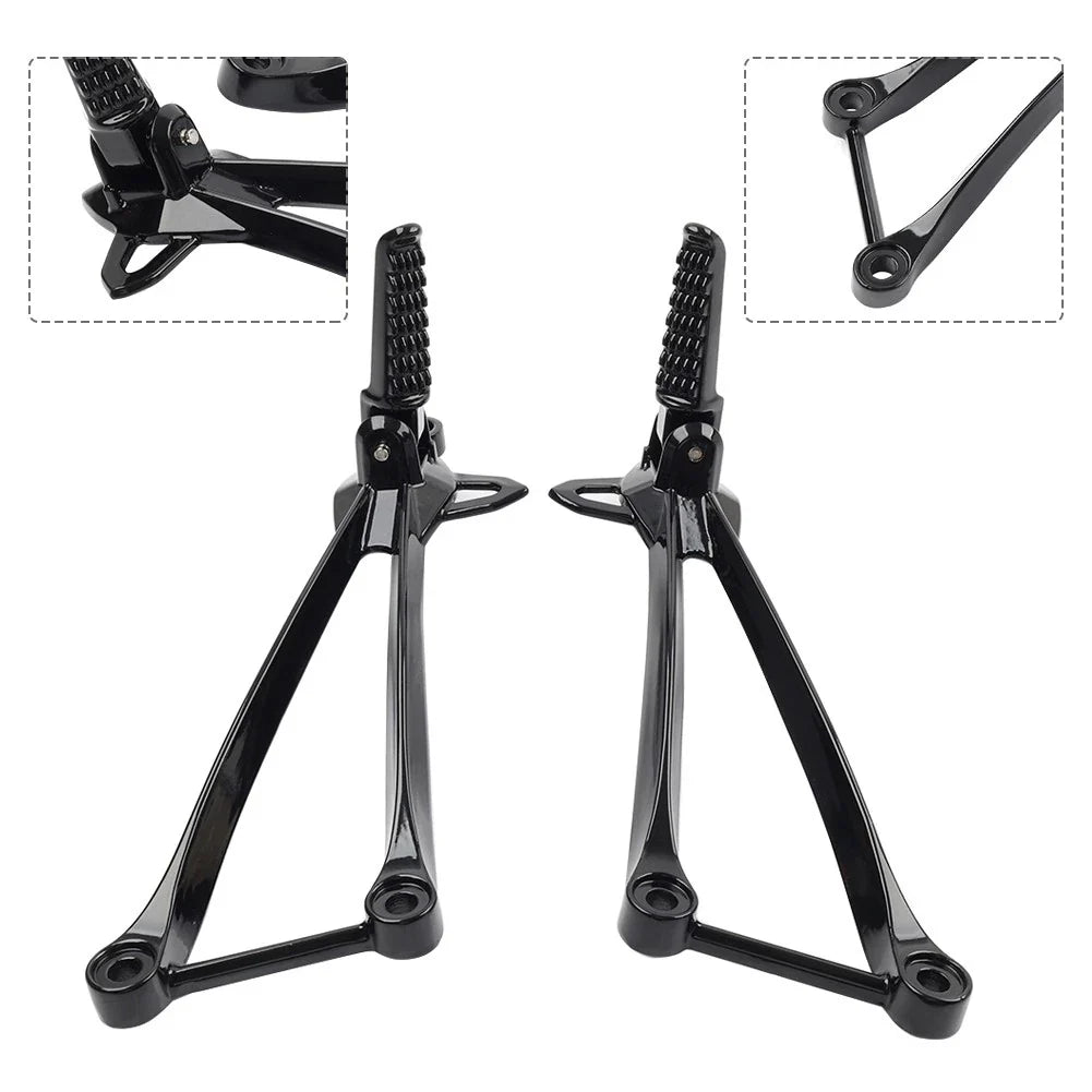 Black Rear Passenger Footpegs Bracket for Kawasaki Ninja ZX6R ZX10R (09-24)
