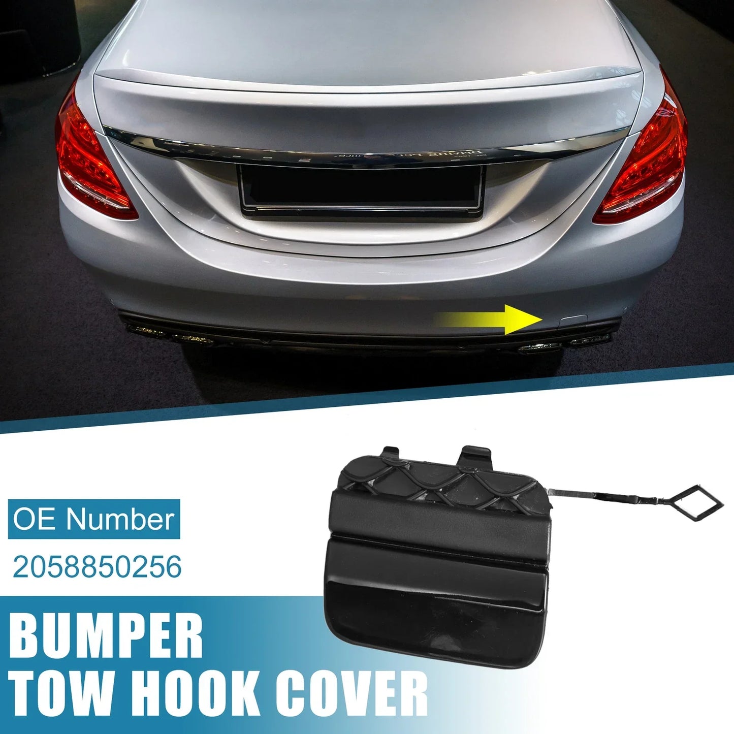 Car Rear Bumper Tow Hook Cover for Mercedes-Benz (2058850256) Black